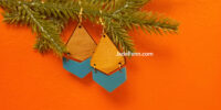 Teal Acrylic and Wooden Double Earrings