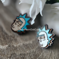 Rick of Rick and Morty Wooden Stud Earrings hand-painted