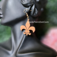 Fleur-de-lis Wooden Dangle Earrings