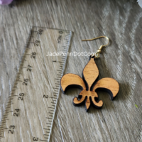 Fleur-de-lis Wooden Dangle Earrings - Image 3