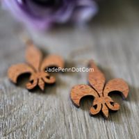 Fleur-de-lis Wooden Dangle Earrings - Image 2