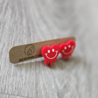 Stud Backing Earrings Jewelry Unique Heart Melt Smiley Face Red Love Friendship