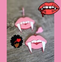 Fang Halloween Earrings Stud Dangle Acrylic Laser Cut Charm Lips Kids Vampire Gothic Keychain Teeth Grill Warewolf Costume Jewelry Gift