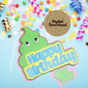 Digital SVG Download Cake Topper Cricut Friendly Paper Design Party Design Poop Emoji