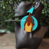 Tribute Inspired Earrings Circular Design RIP Teal Brown Gold Black Handpainted