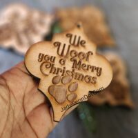 We Woof You A Merry Christmas Wooden Ornament Gift Animal Lover Dog's First Christmas Wood