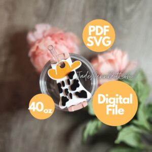 Ghost 40 oz Digital File Design Tumbler Compatible One of a Kind Unique Western Cow Design PDF and SVG Laser Cut Ready Cricut Friendly