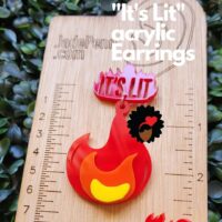 It's Lit Acrylic Earrings Dangle Stud Fire Flames Fireplace