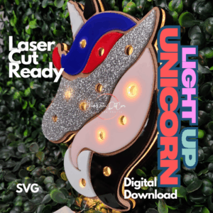 Magical Unicorn Light-Up SVG | Layered DIY Lamp Template | Wood & Acrylic Design | Fairy Light Unicorn