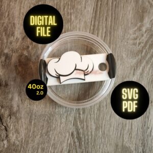 Chef Hat Download Tumbler Name Tag SVG PDF Laser Cut Ready 40 oz 2.0