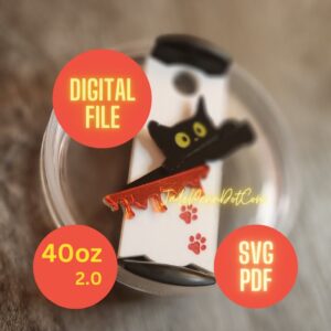 Cat Tumbler Knife Digital Download Name Tag SVG PDF Laser Cut Ready Halloween 40 oz 2.0