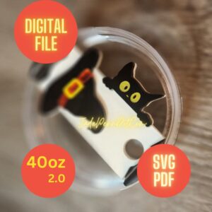 Cat Witch Hat Download Tumbler Name Tag SVG PDF 40 oz 2.0 Version