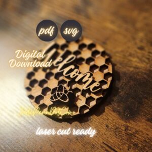 Honeycomb Bee Circular Door Hanger Home Decor Design Laser Cut Ready PDF and SVG Wall Art
