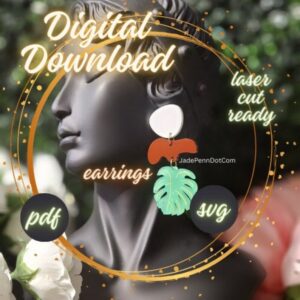 Monstera Tropical Leaf Dangle Earrings Digital File SVG PDF Laser Cut Ready