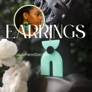 Contemporary Shape Sea Foam Color Earrings Dangle Jewelry Futuristic Engraved Lines