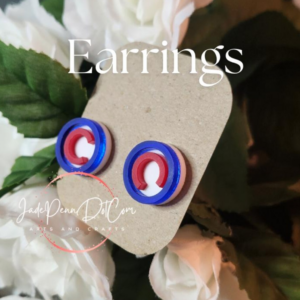 Baseball Sports Stud Acrylic Earrings Chicago Red Blue
