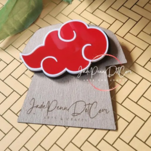 Cloud Brooch – Layered Acrylic Pin, Red or White Options, Anime Cosplay Gift, Subtle Ninja Accessory
