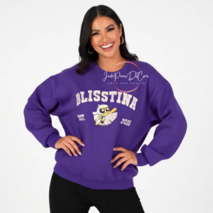 Blisstina 2016 Graphic Women's Sweatshirt - Pullover with Sewn Print, Cozy Fall & Winter Casual Wear, Nostalgic, Durable
