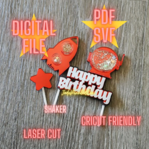 Astronaut OuterSpace Cake Topper Birthday Party Digital File SVG PDF Cricut Friendly Shaker