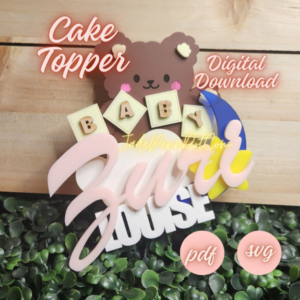 Baby Shower Cake Topper Laser Cut Ready PDF SVG File Cloud Moon Start Personalize Customize Party