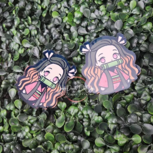 Chibi Nezuko Inspired Acrylic Brooch – Cute Anime Girl Pin | Fan Art Gift