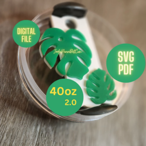 Monstera Leaves Tumbler Name Tag SVG, Laser Cut File (Digital Download)