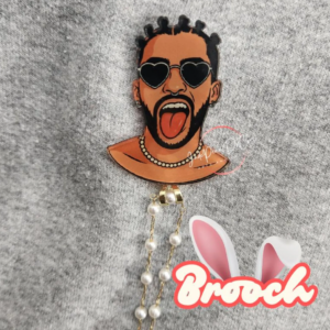 Bad Bunny Brooch Pearl Accent | Sunglasses Pose Acrylic Pin