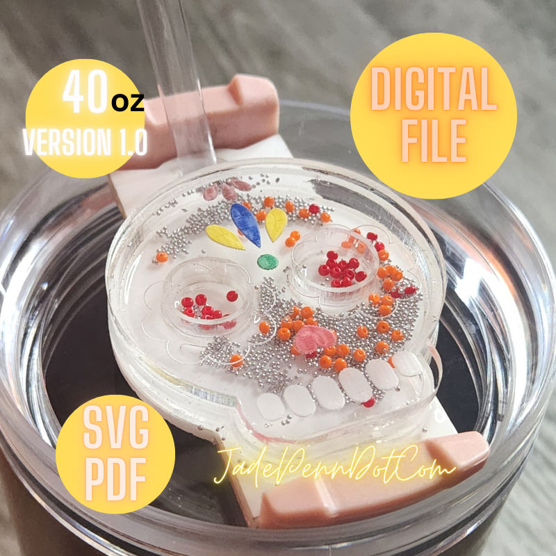 Day of the Dead Digital File Shaker Design 40 oz SVG PDF Version 1.0 Dia de los Muertos - Image 3