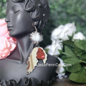 Wood Black Acrylic Renaissance Glitter Backing Pom Pom One of A Kind