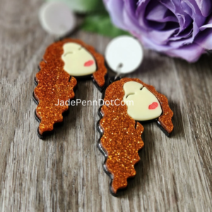 Earrings Ivory Color Copper Brown Glitter Red Hair