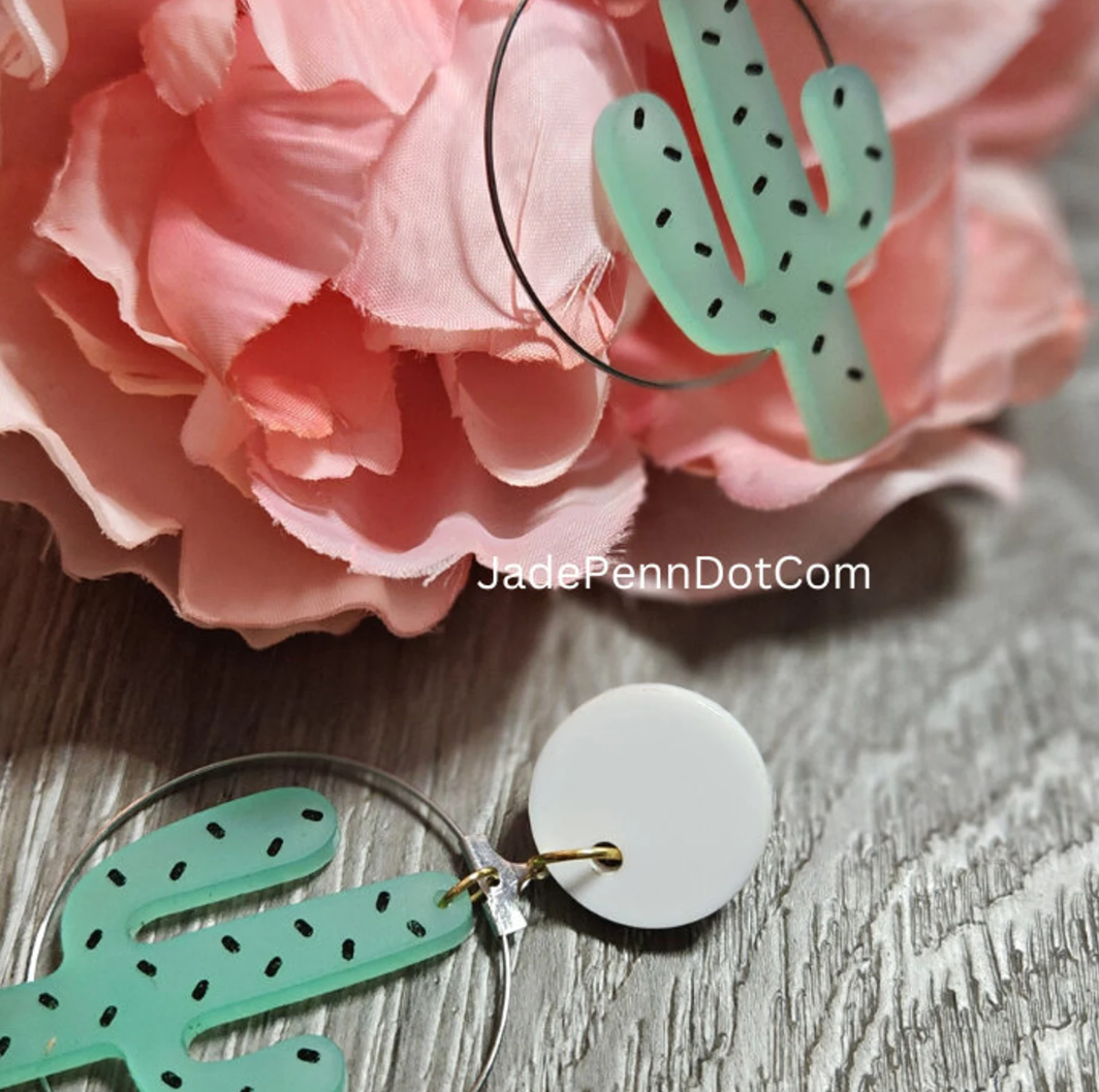 Cactus Acrylic Earrings - Image 2