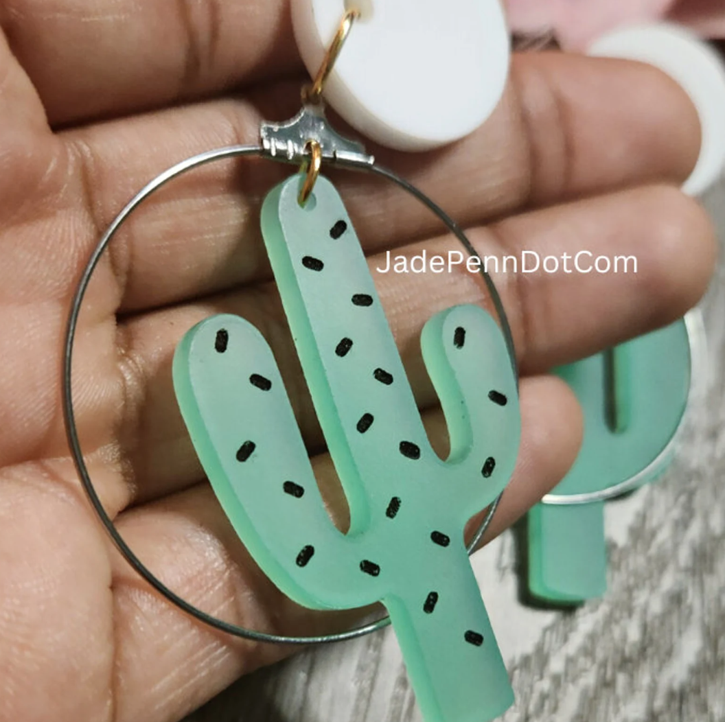 Cactus Acrylic Earrings - Image 3