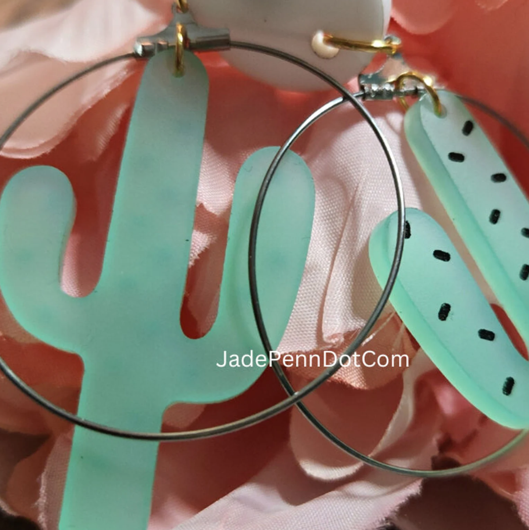 Cactus Acrylic Earrings - Image 4