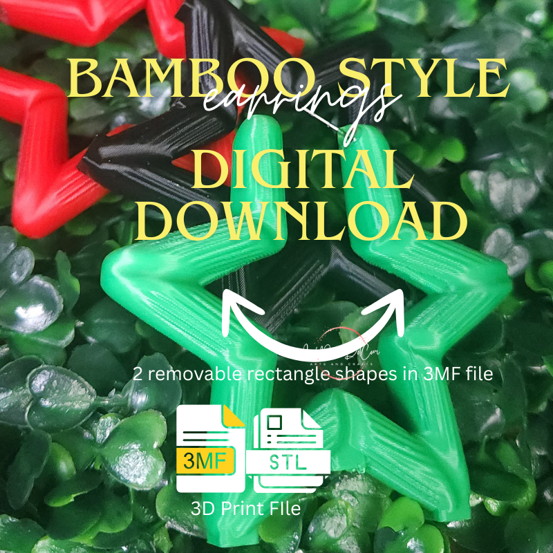 Star Bamboo Style Earrings – Digital Download | STL 3MF Files - Image 2