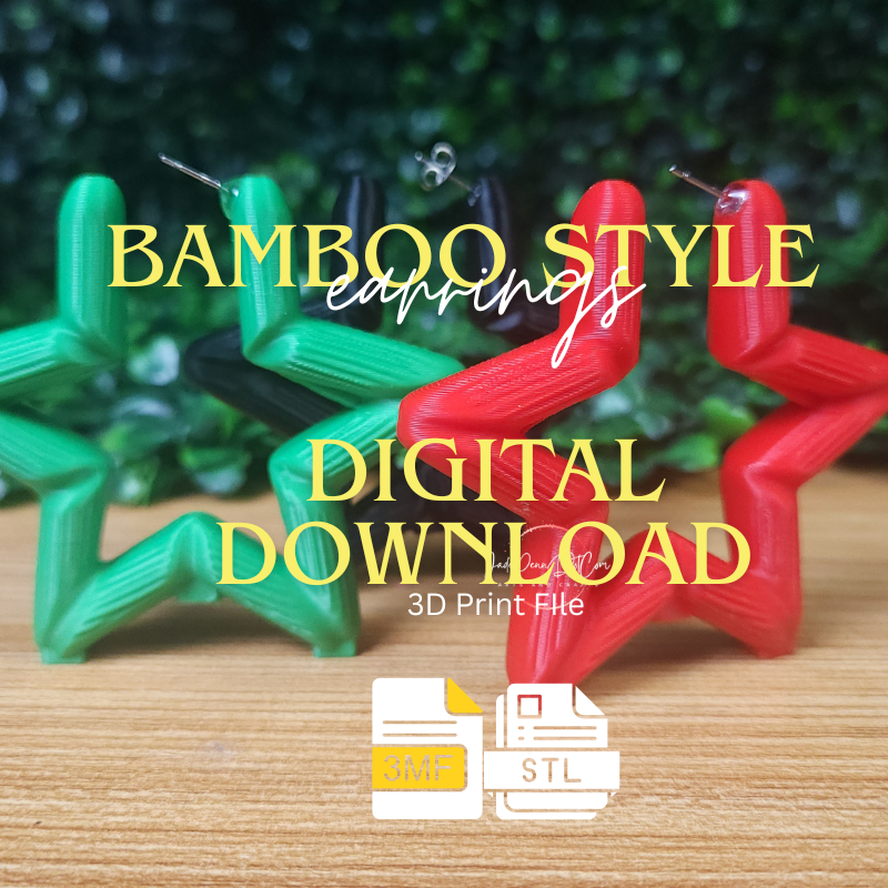Star Bamboo Style Earrings – Digital Download | STL 3MF Files