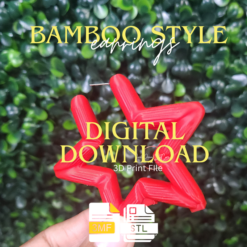 Star Bamboo Style Earrings – Digital Download | STL 3MF Files - Image 5