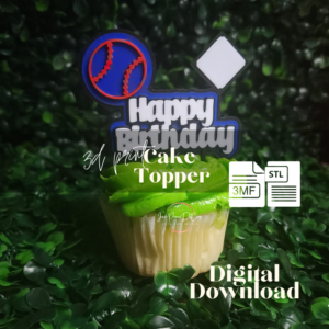 Happy Birthday Baseball Cake Topper 3D Print File