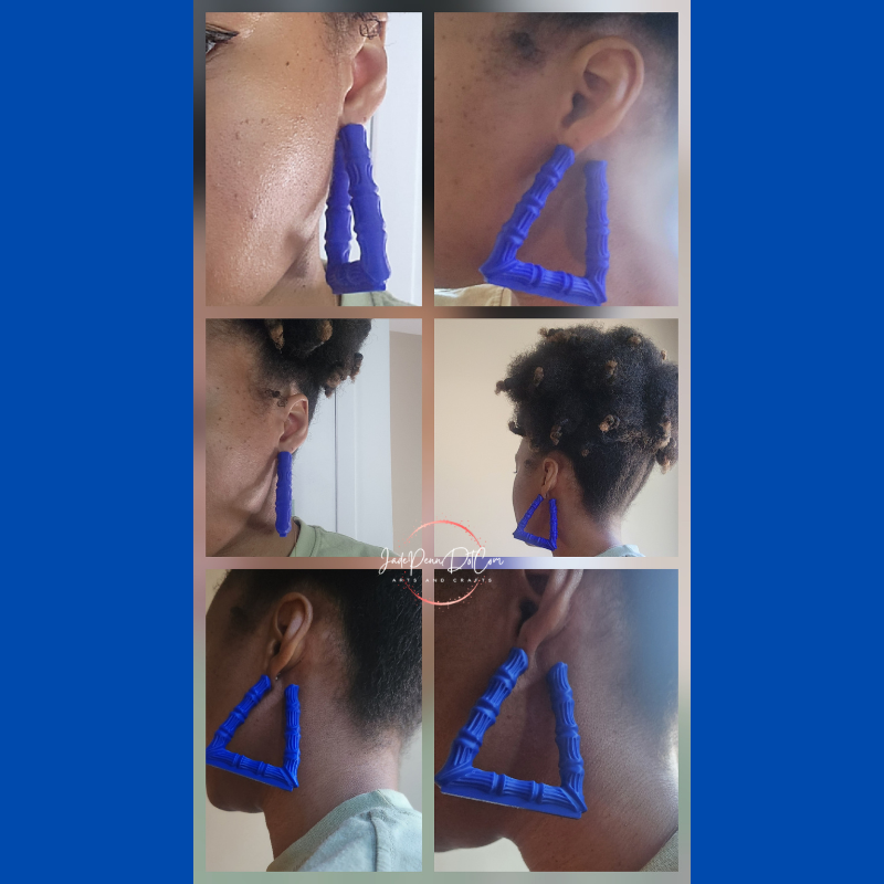 Bamboo Style Triangle Earrings – Digital Download | STL & 3MF Files - Image 2