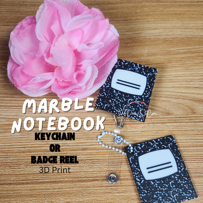 Marble Notebook Keychain or Badge Reel | 3D Printed Gift - Image 6
