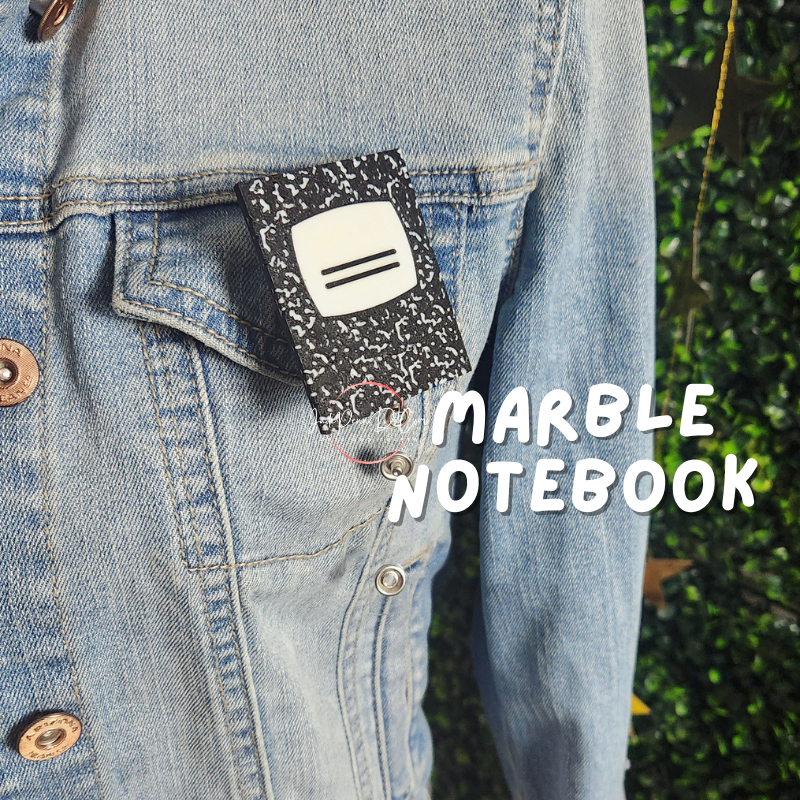 Marble Notebook Keychain or Badge Reel | 3D Printed Gift - Image 5