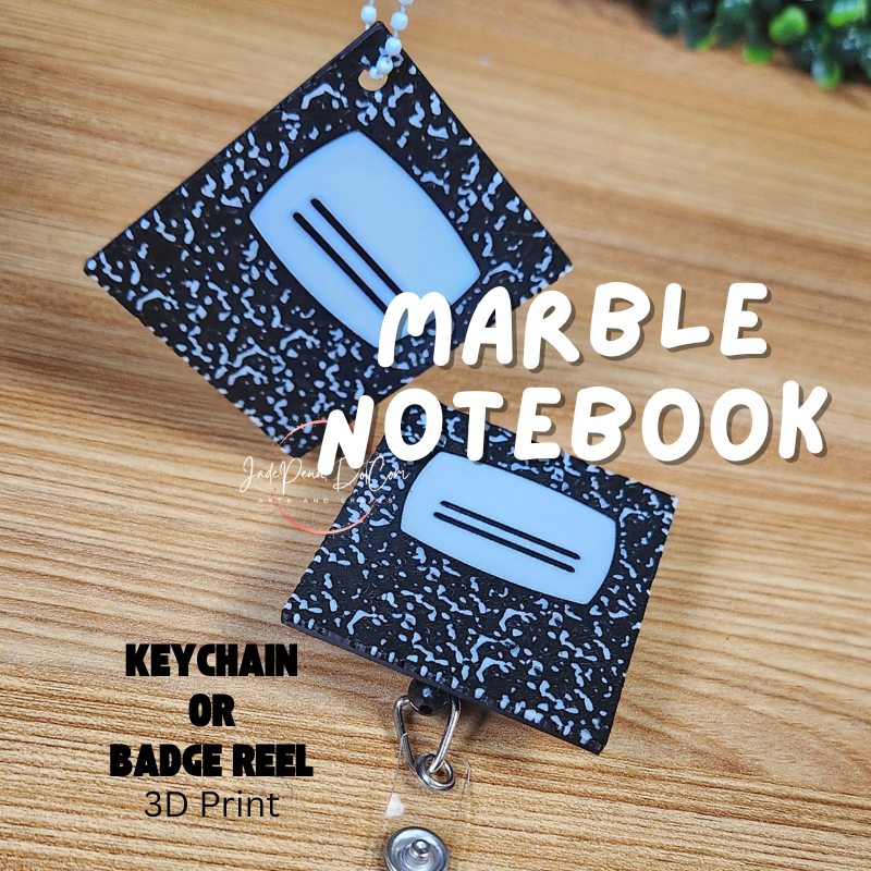 Marble Notebook Keychain or Badge Reel | 3D Printed Gift - Image 4