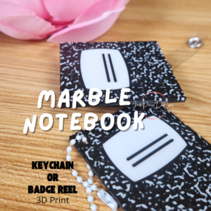 Marble Notebook Keychain or Badge Reel | 3D Printed Gift