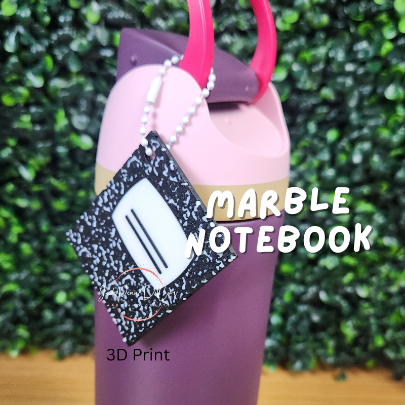 Marble Notebook Keychain or Badge Reel | 3D Printed Gift - Image 2