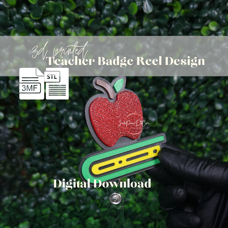 Teacher Badge Apple Book Badge Reel Design 3D Print File | STL 3MF Digital Download Beginner Friendly - Image 4