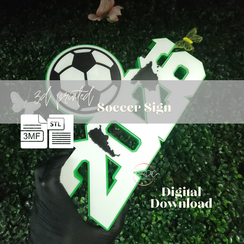 Soccer Graduation Sign STL 3MF 3D Print Digital Download