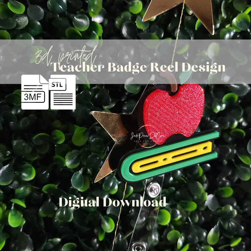Teacher Badge Apple Book Badge Reel Design 3D Print File | STL 3MF Digital Download Beginner Friendly - Image 3