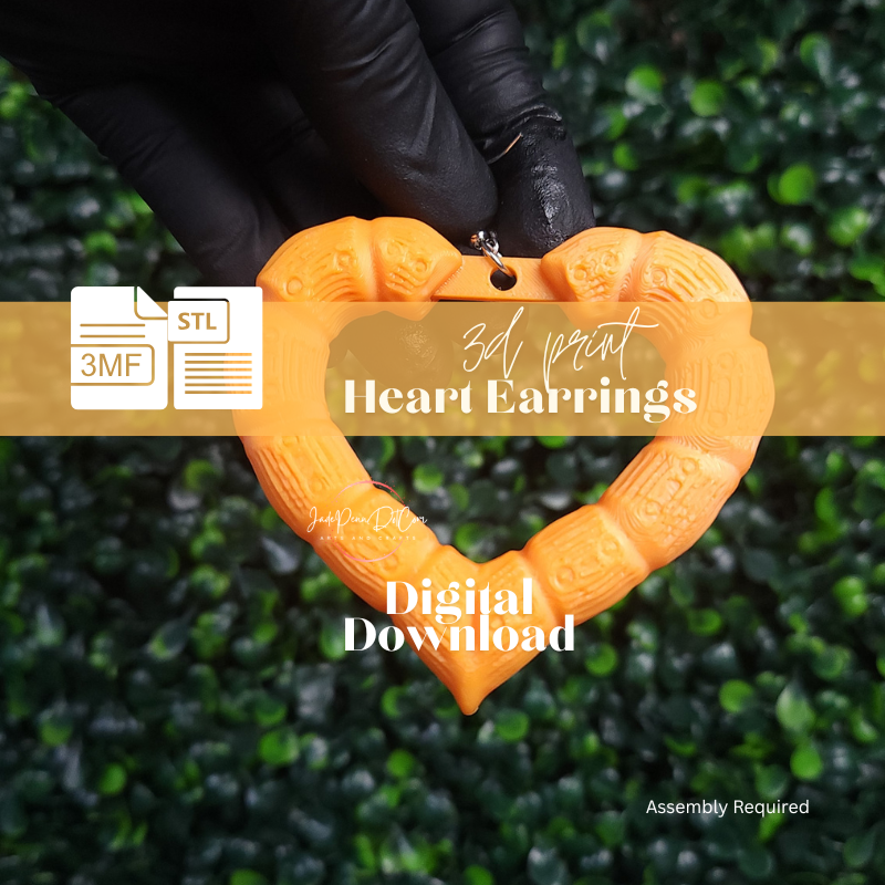 Heart Shaped Dangle Knocker Earrings 3D Print STL 3MF Files - Image 7