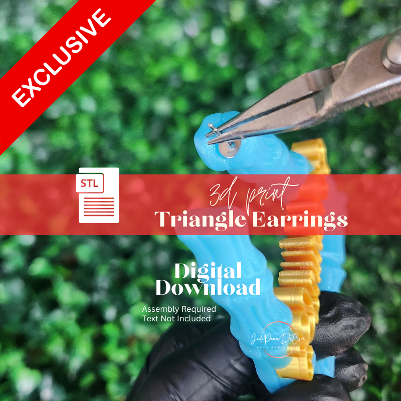Bamboo Triangle Knocker Earrings | STL File | Digital Download 3D Print - Image 4