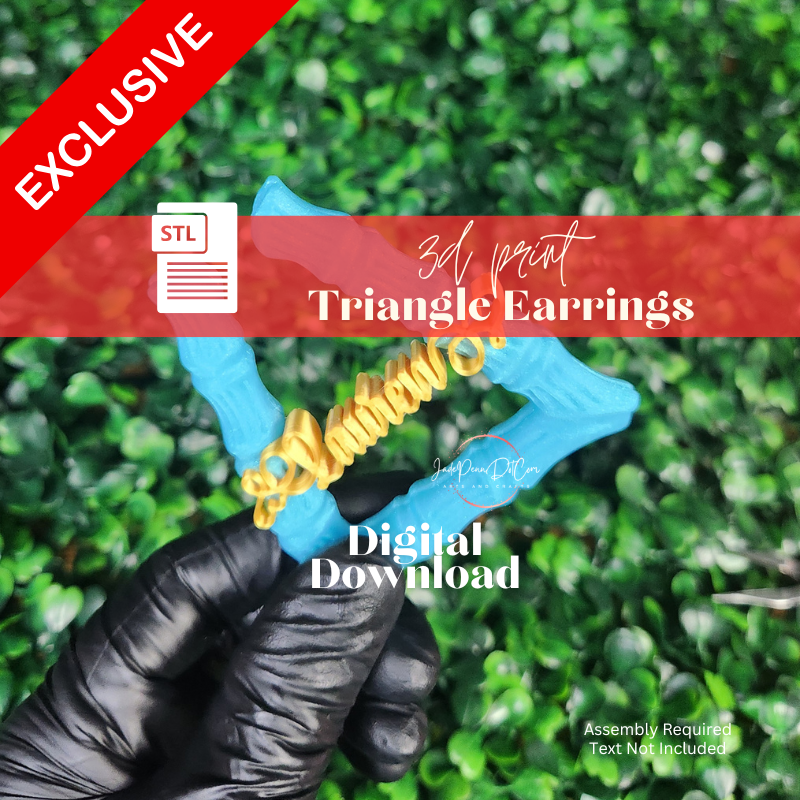 Bamboo Triangle Knocker Earrings | STL File | Digital Download 3D Print - Image 3
