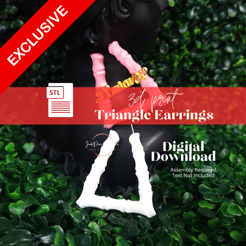 Bamboo Triangle Knocker Earrings | STL File | Digital Download 3D Print - Image 2